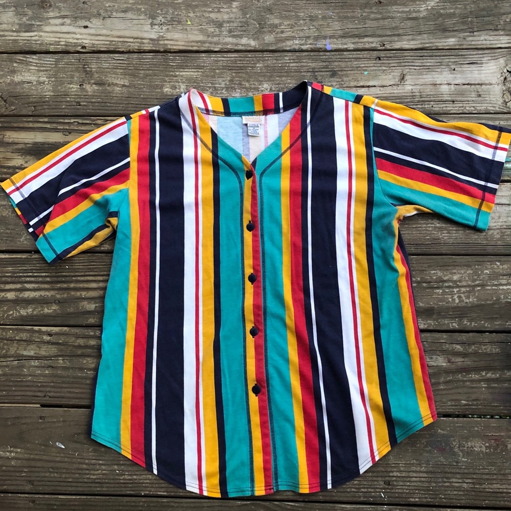 Vintage color block baseball jersey spike